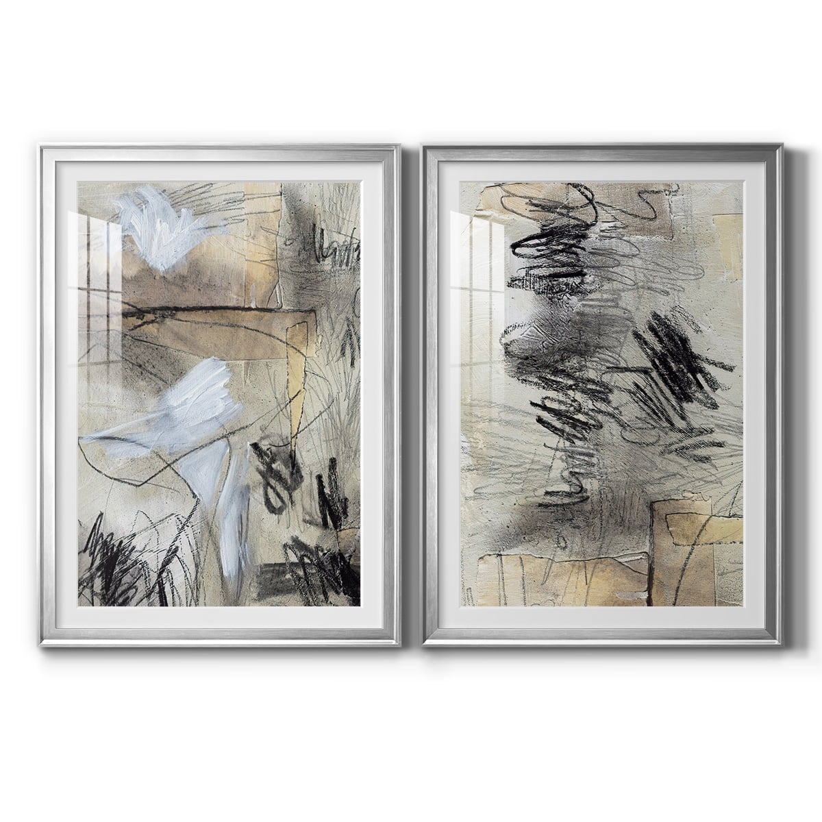 Wexford Home Masked Notes I Premium Framed Print, 26.5" x 36.5" - Ready to Hang, Silver (Set of 2)