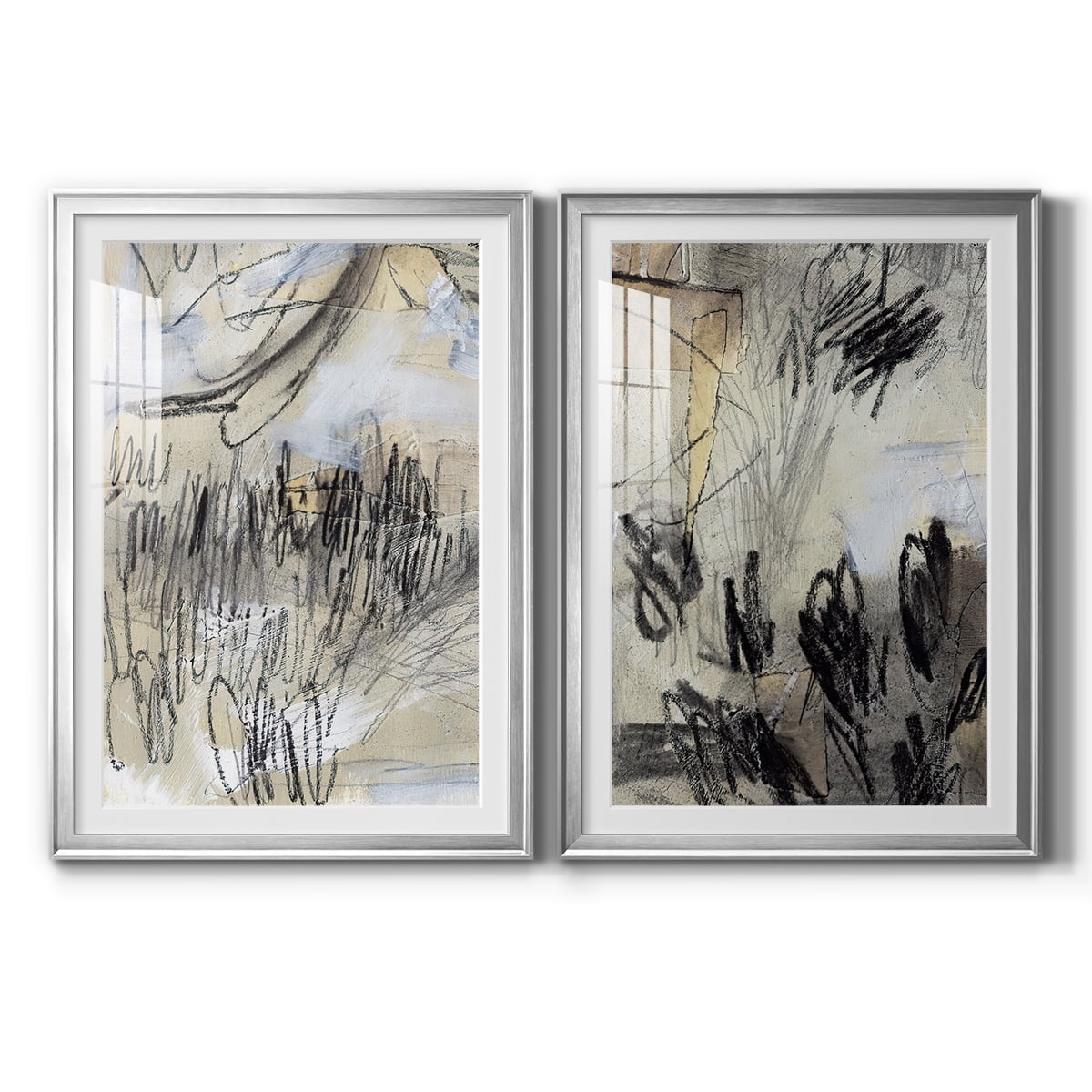Wexford Home Masked Notes III Premium Framed Print, 18.5" x 24.5" - Ready to Hang, Silver (Set of 2)