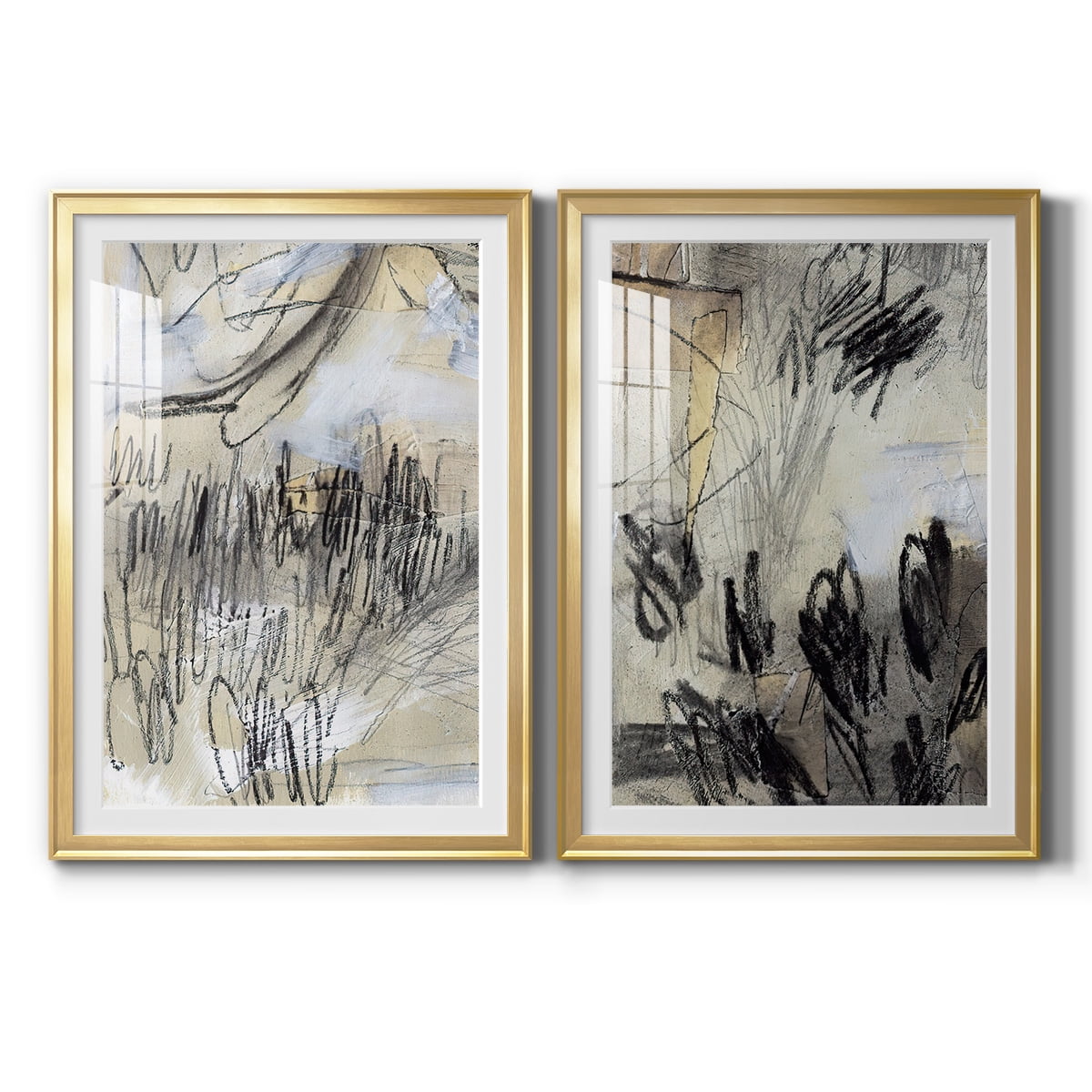 Wexford Home Masked Notes III Premium Framed Print, 26.5" x 36.5" - Ready to Hang, Gold (Set of 2)