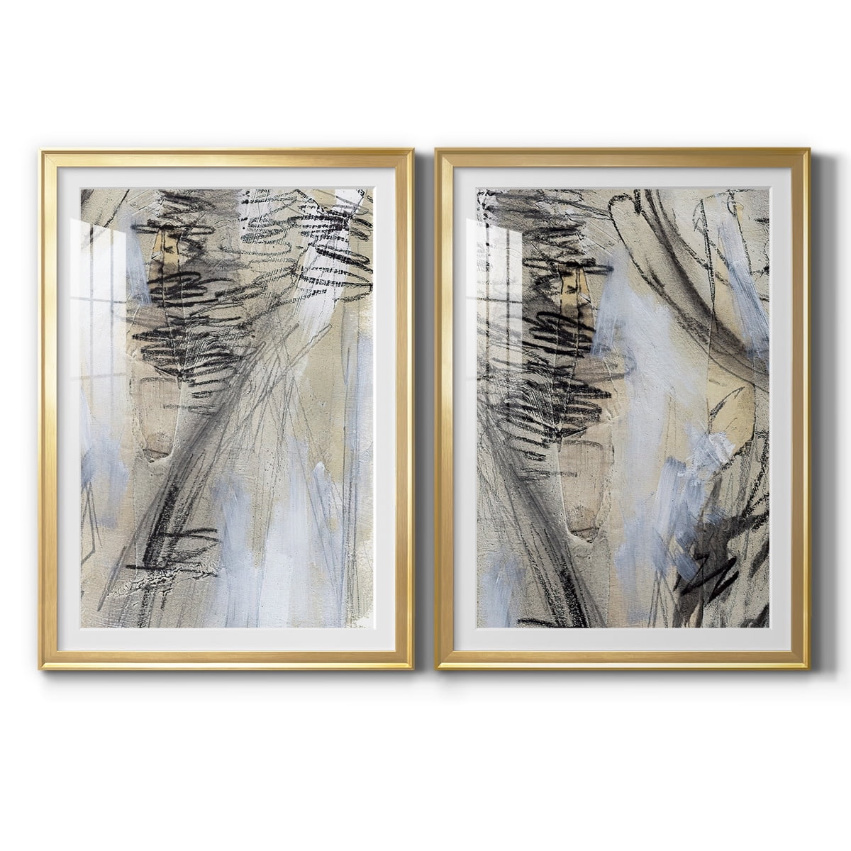 Wexford Home Masked Notes V Premium Framed Print, 22.5" x 30.5" - Ready to Hang, Gold (Set of 2)