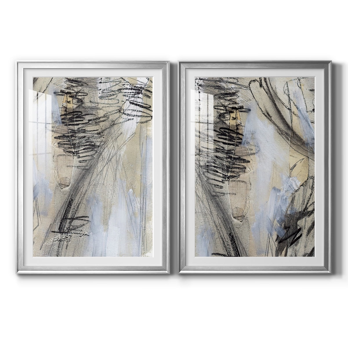 Wexford Home Masked Notes V Premium Framed Print, 22.5" x 30.5" - Ready to Hang, Silver (Set of 2)