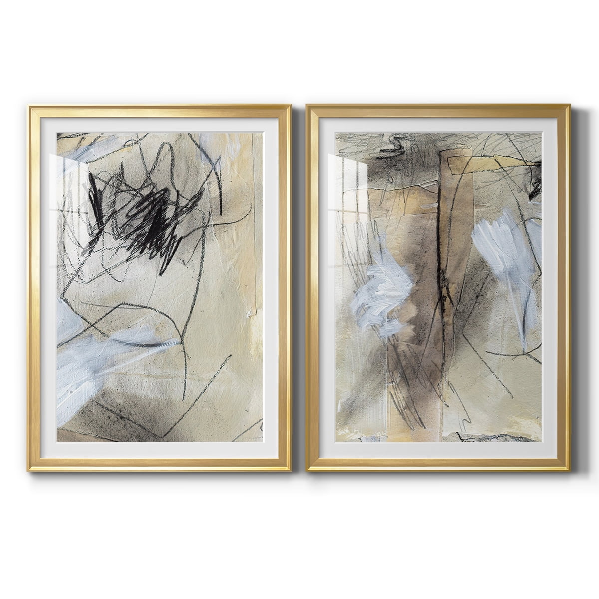 Wexford Home Masked Notes VII Premium Framed Print, 26.5" x 36.5" - Ready to Hang, Gold (Set of 2)