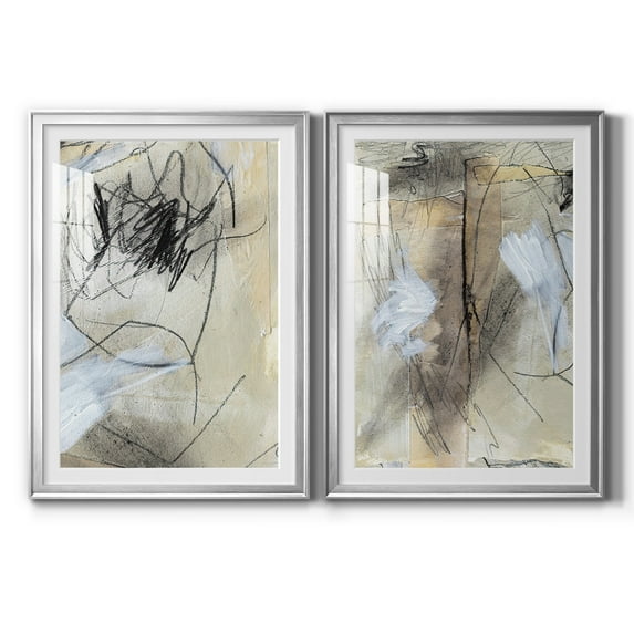 Wexford Home Masked Notes VII Premium Framed Print, 26.5" x 36.5" - Ready to Hang, Silver (Set of 2)