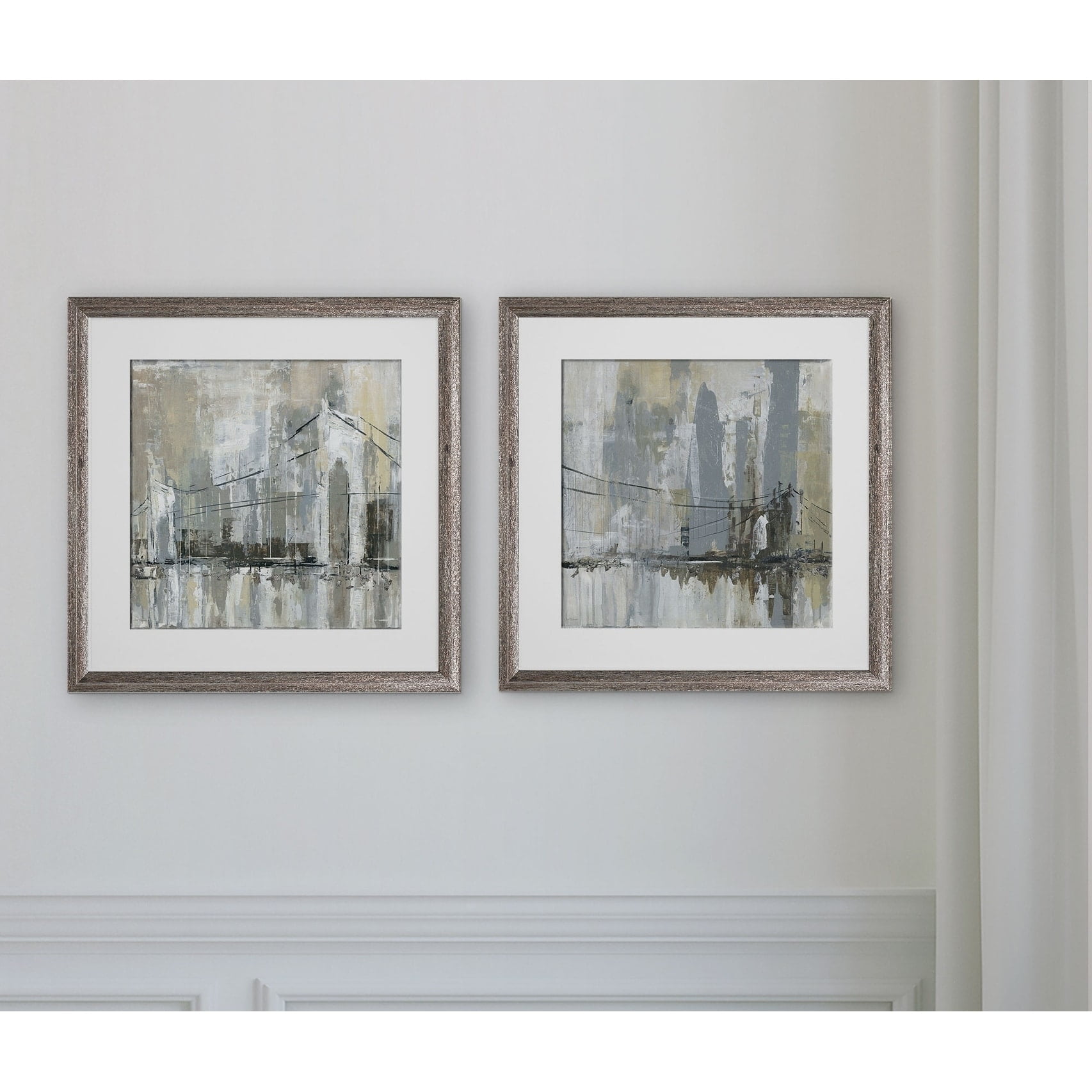 Midtown Bridge Silver Framed 16'' x 16'' Art Print Set