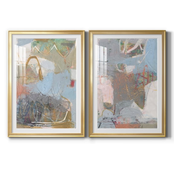 Wexford Home Minim I Premium Framed Print, 22.5" x 30.5" - Ready to Hang, Gold (Set of 2)