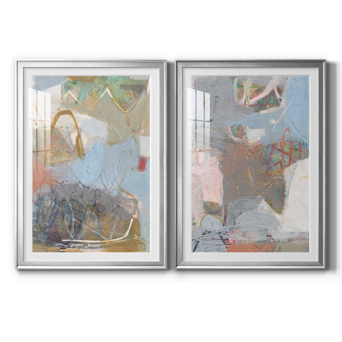 Wexford Home Minim I Premium Framed Print, 26.5" x 36.5" - Ready to Hang, Silver (Set of 2)
