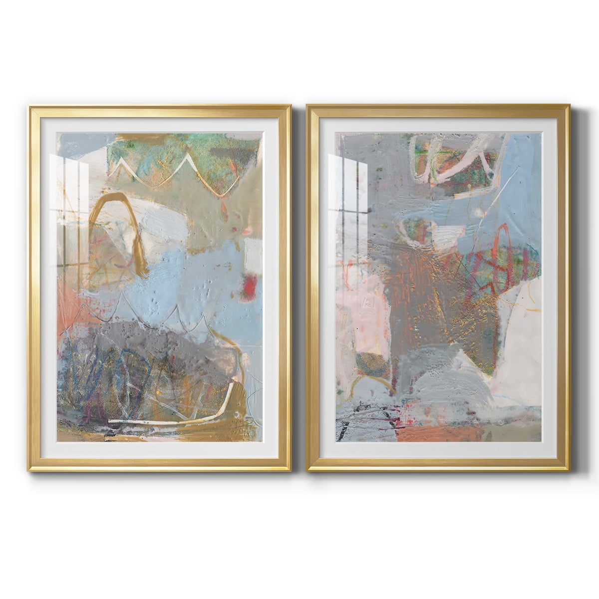 Wexford Home Minim I Premium Framed Print, 30.5" x 42.5" - Ready to Hang, Gold (Set of 2)