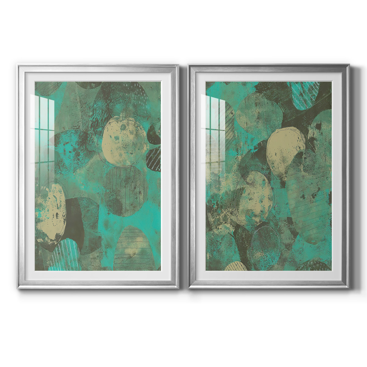 Wexford Home Minty Green Orbs I Premium Framed Print, 18.5" x 24.5" - Ready to Hang, Silver (Set of 2)