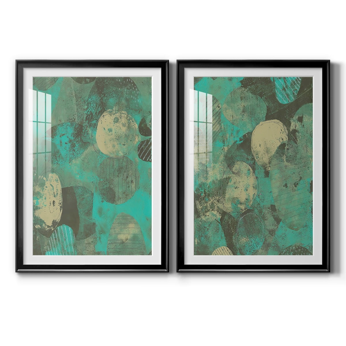 Wexford Home Minty Green Orbs I Premium Framed Print, 26.5" x 36.5" - Ready to Hang, Black (Set of 2)