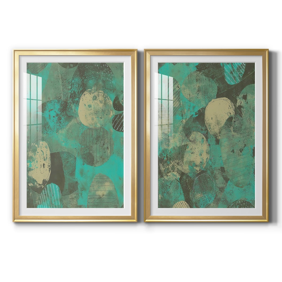 Wexford Home Minty Green Orbs I Premium Framed Print, 26.5" x 36.5" - Ready to Hang, Gold (Set of 2)
