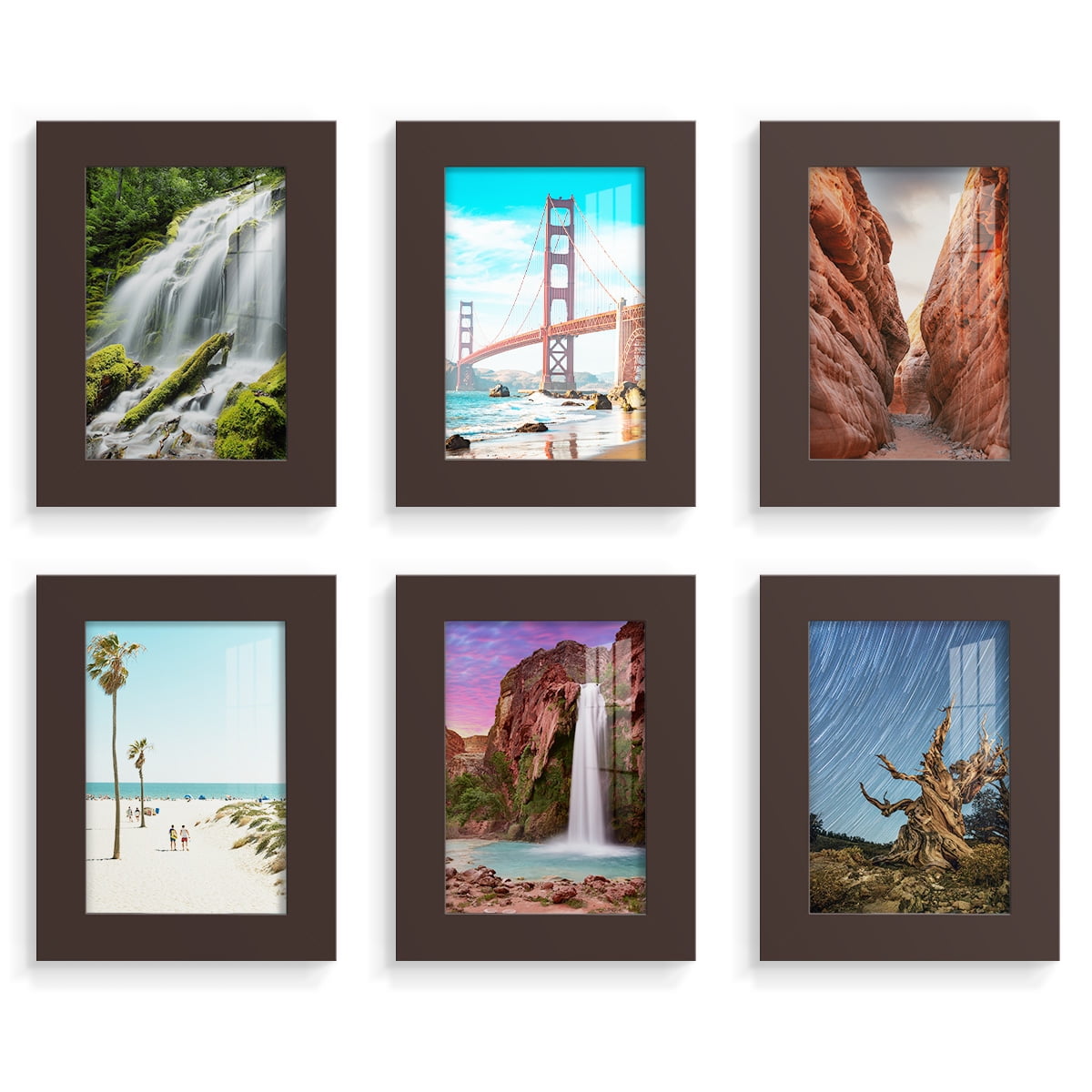 Wexford Home Modern 3.5" x 5" Brown Picture Frame (Set of 6)