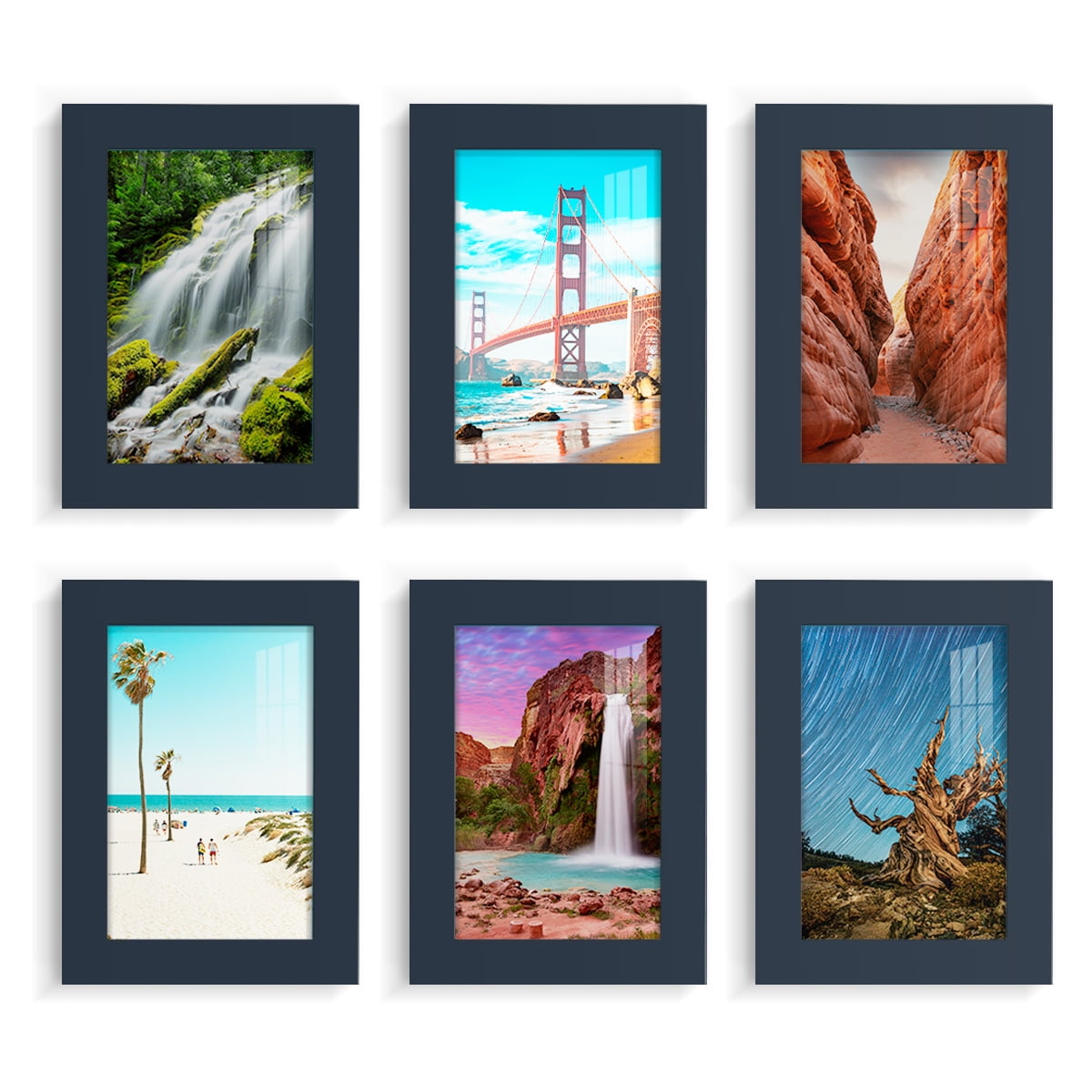 Wexford Home Modern 5" x 7" Dark Blue Picture Frame (Set of 6)
