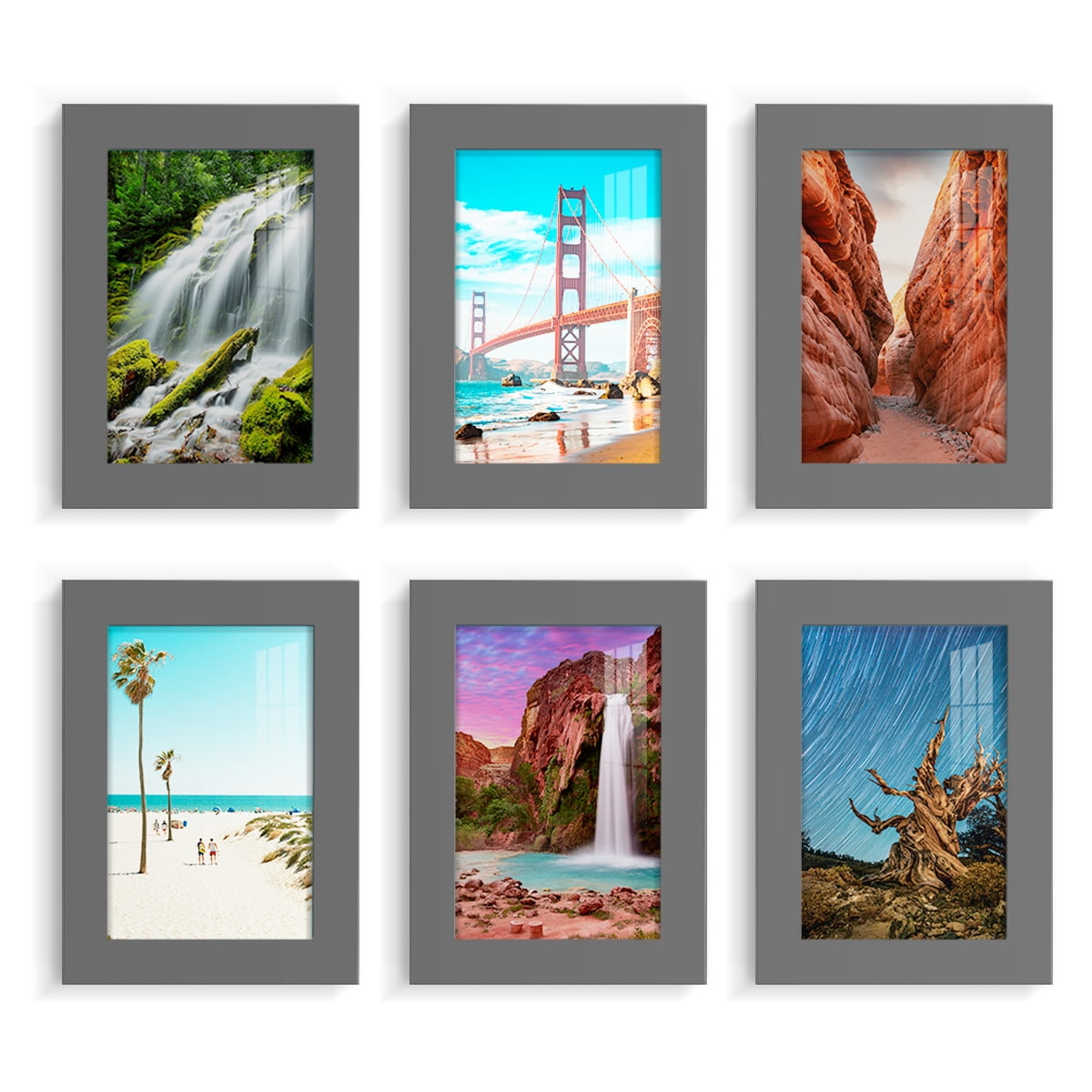 Wexford Home Modern 5" x 7" Grey Picture Frame (Set of 6)