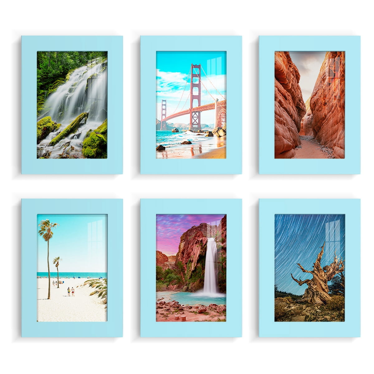 Wexford Home Modern 5" x 7" Light Blue Picture Frame (Set of 6)
