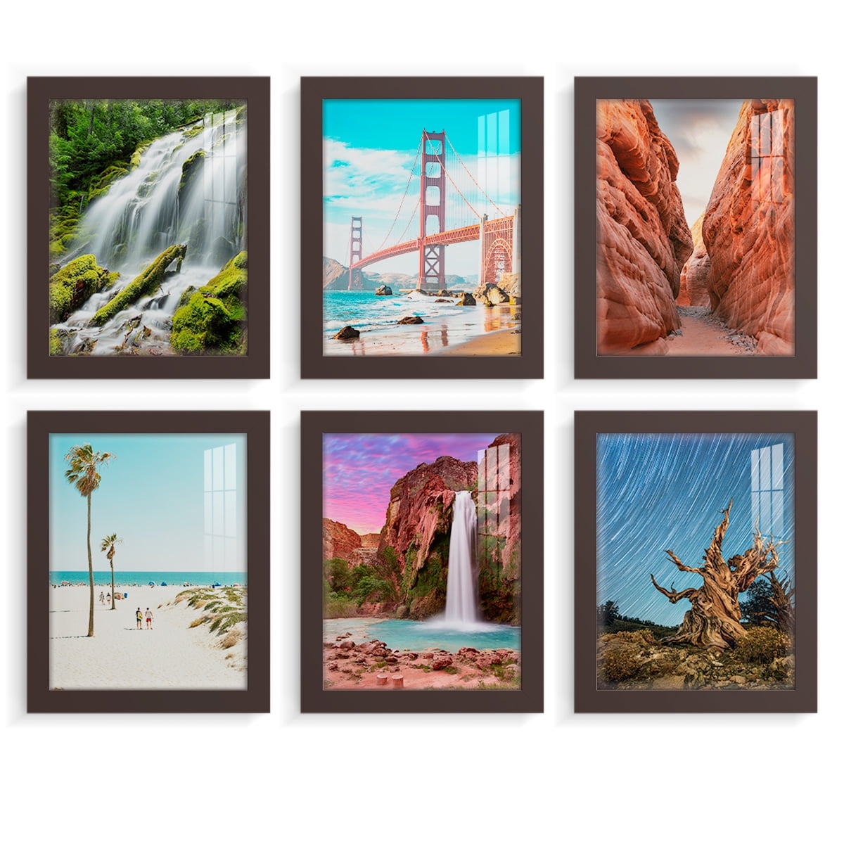 Wexford Home Modern 8" x 10" Brown Picture Frame (Set of 6)