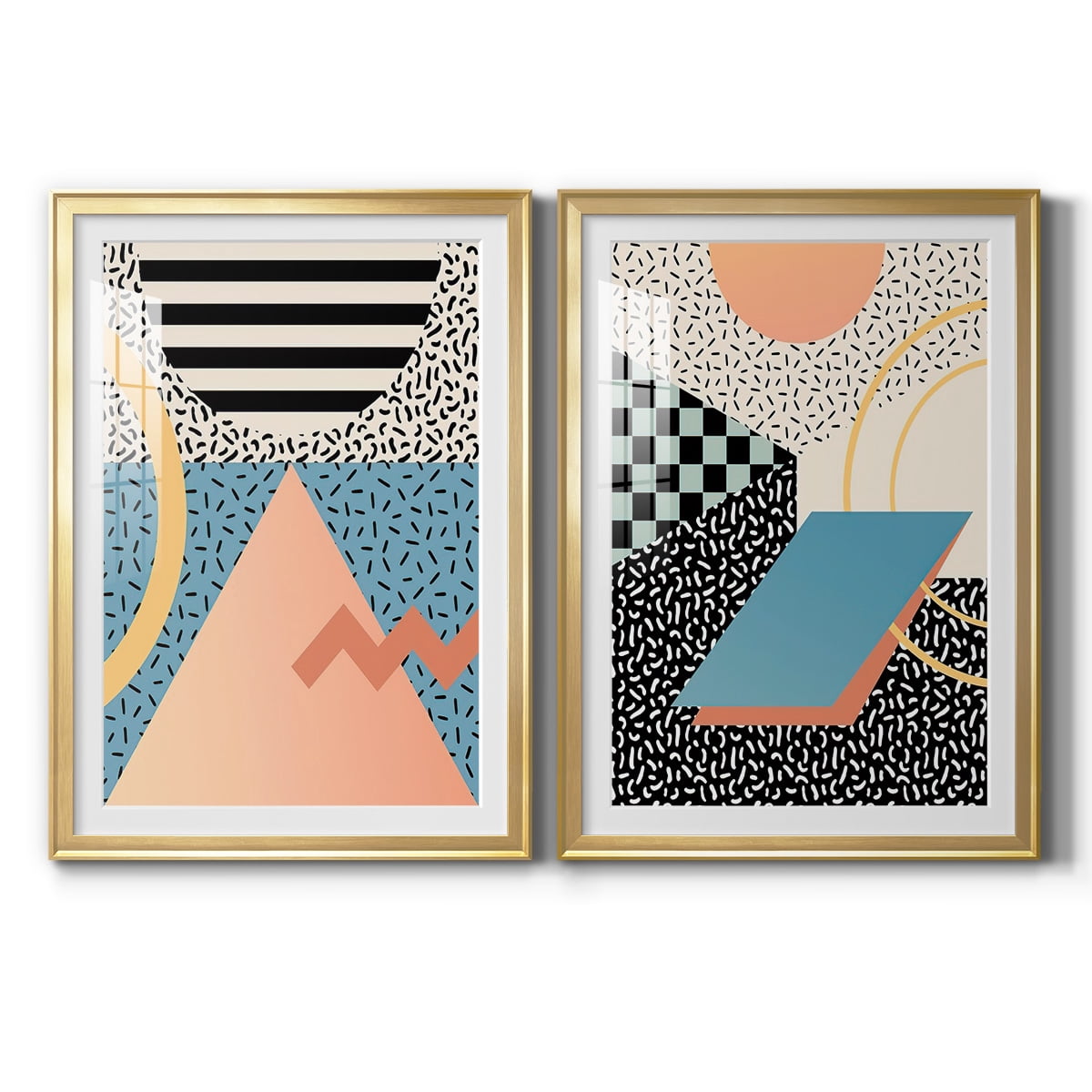 Wexford Home Modern Memphis I Premium Framed Print, 22.5" x 30.5" - Ready to Hang, Gold (Set of 2)