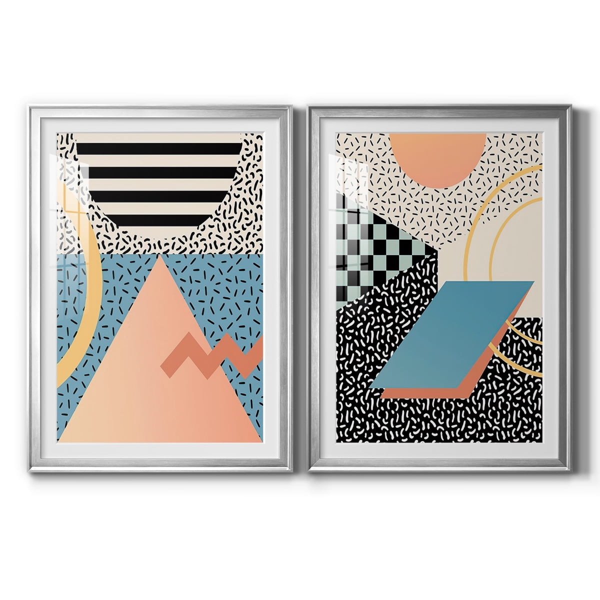 Wexford Home Modern Memphis I Premium Framed Print, 26.5" x 36.5" - Ready to Hang, Silver (Set of 2)
