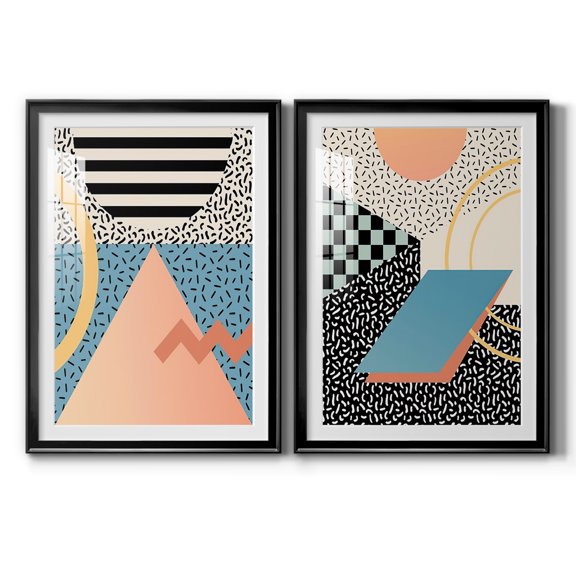 Wexford Home Modern Memphis I Premium Framed Print, 30.5" x 42.5" - Ready to Hang, Black (Set of 2)