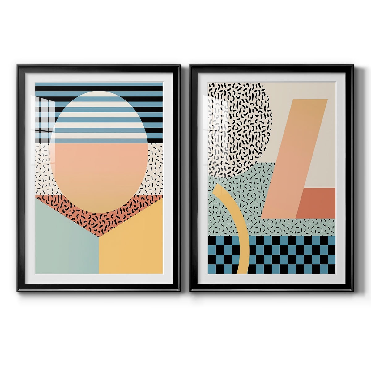 Wexford Home Modern Memphis III Premium Framed Print, 22.5" x 30.5" - Ready to Hang, Black (Set of 2)