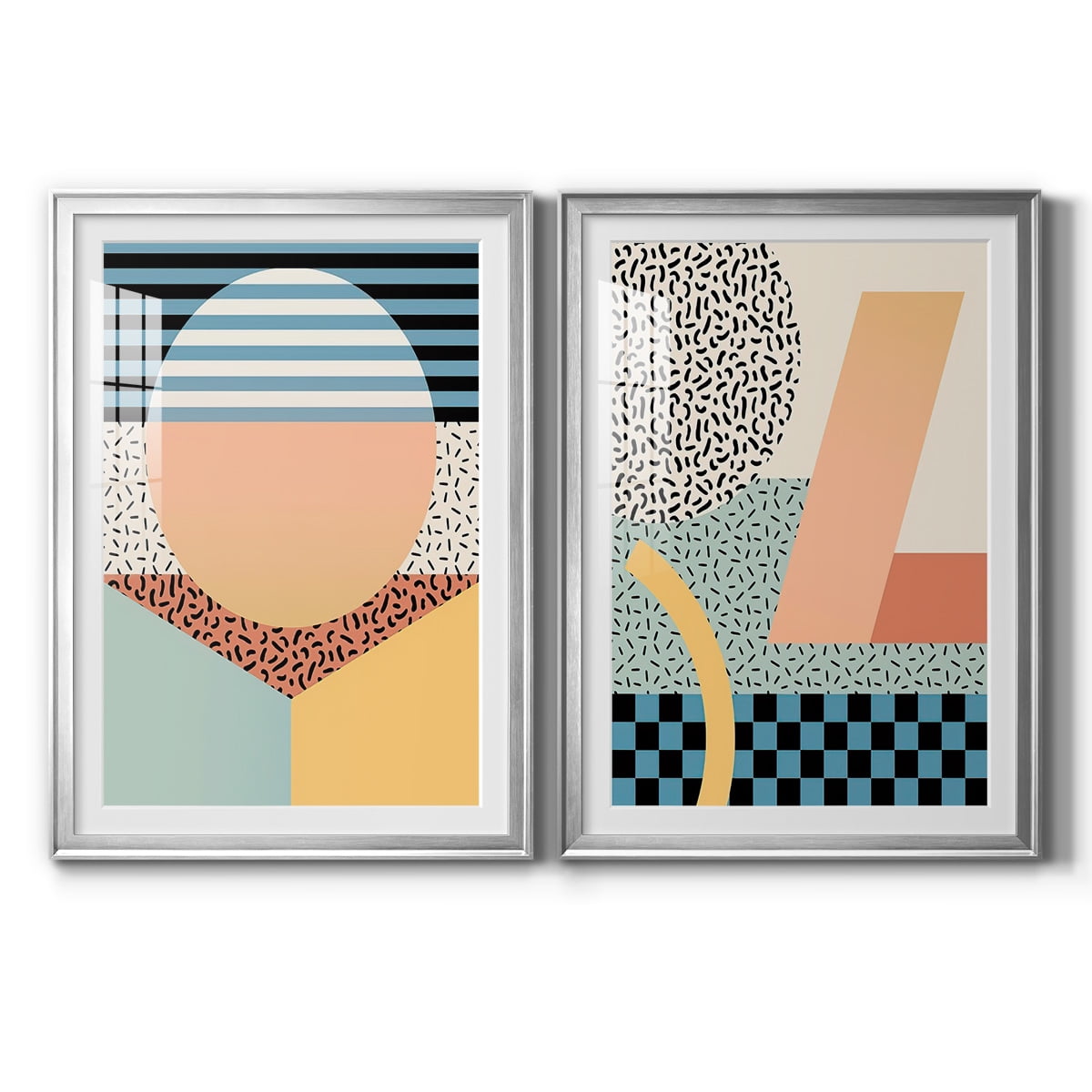 Wexford Home Modern Memphis III Premium Framed Print, 26.5" x 36.5" - Ready to Hang, Silver (Set of 2)
