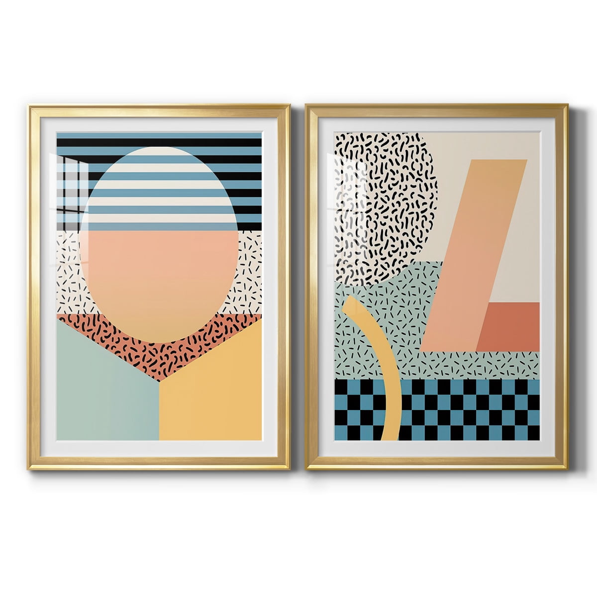 Wexford Home Modern Memphis III Premium Framed Print, 30.5" x 42.5" - Ready to Hang, Gold (Set of 2)