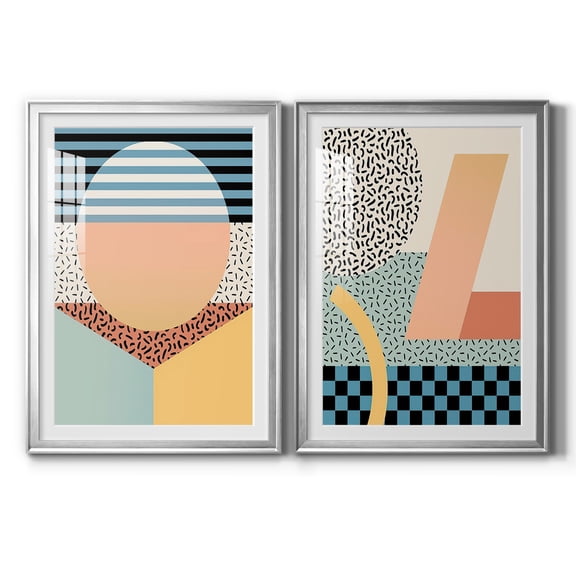Wexford Home Modern Memphis III Premium Framed Print, 30.5" x 42.5" - Ready to Hang, Silver (Set of 2)