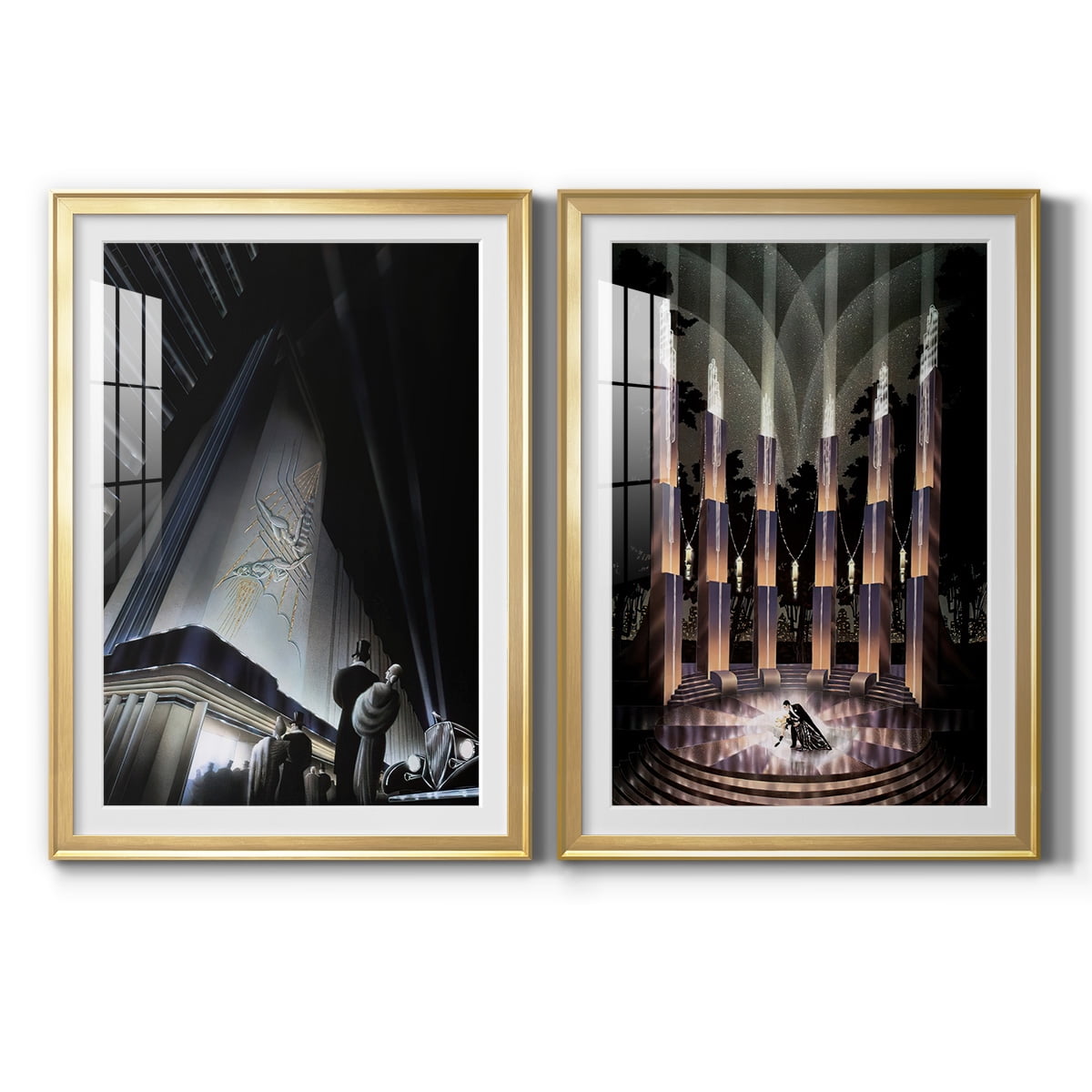 Wexford Home Nocturne Premium Framed Print, 18.5" x 24.5" - Ready to Hang, Gold (Set of 2)