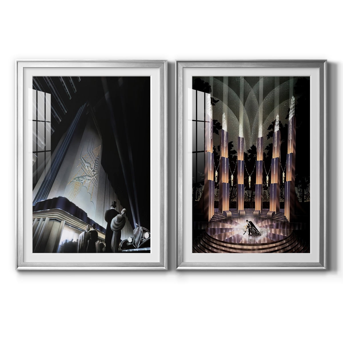 Wexford Home Nocturne Premium Framed Print, 22.5" x 30.5" - Ready to Hang, Silver (Set of 2)