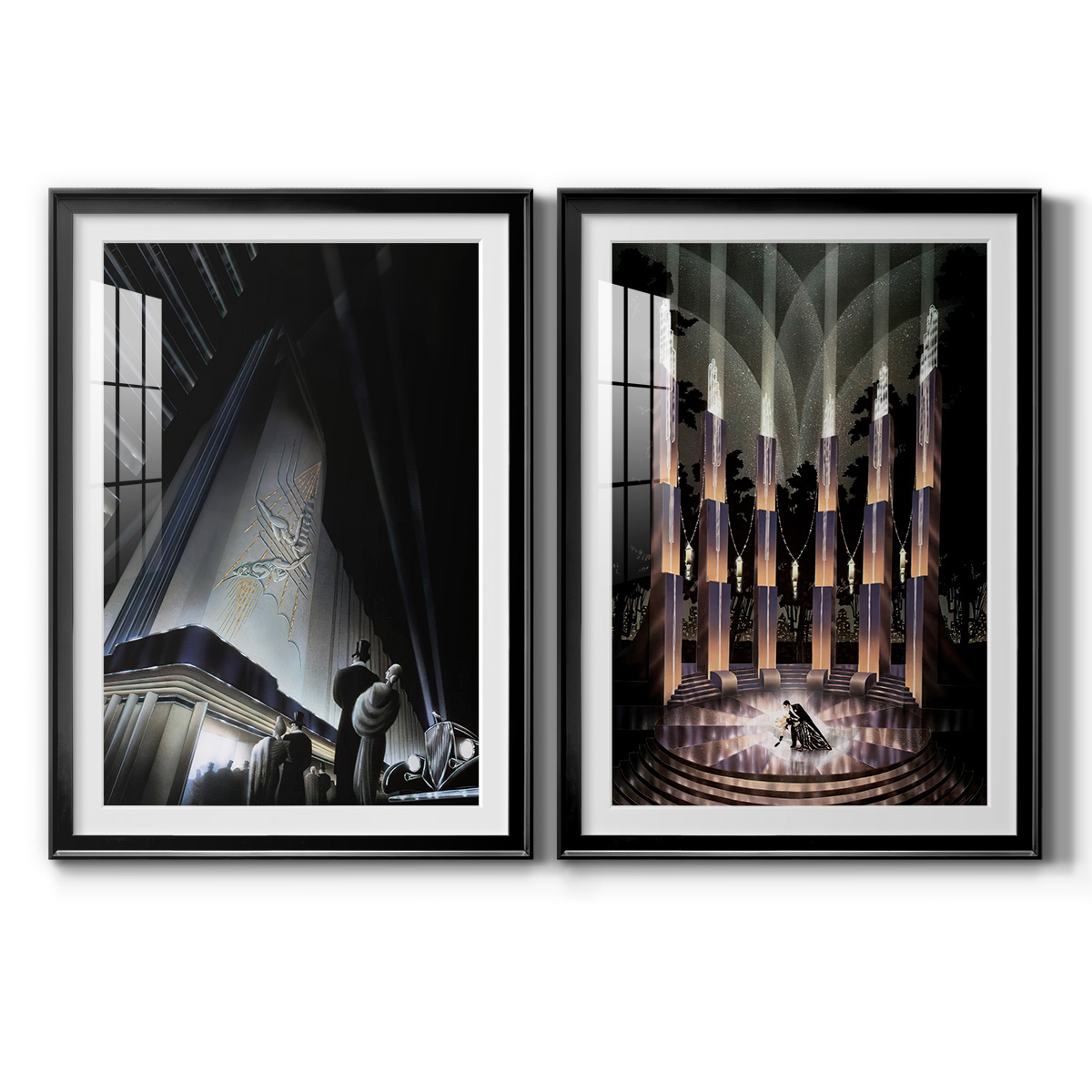 Wexford Home Nocturne Premium Framed Print, 30.5" x 42.5" - Ready to Hang, Black (Set of 2)