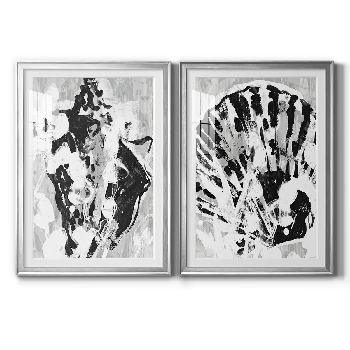 Wexford Home Ocean Inkblot I Premium Framed Print, 18.5" x 24.5" - Ready to Hang, Silver (Set of 2)