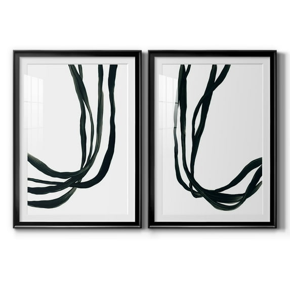 Wexford Home Onyx Ribbon I Premium Framed Print, 22.5" x 30.5" - Ready to Hang, Black (Set of 2)