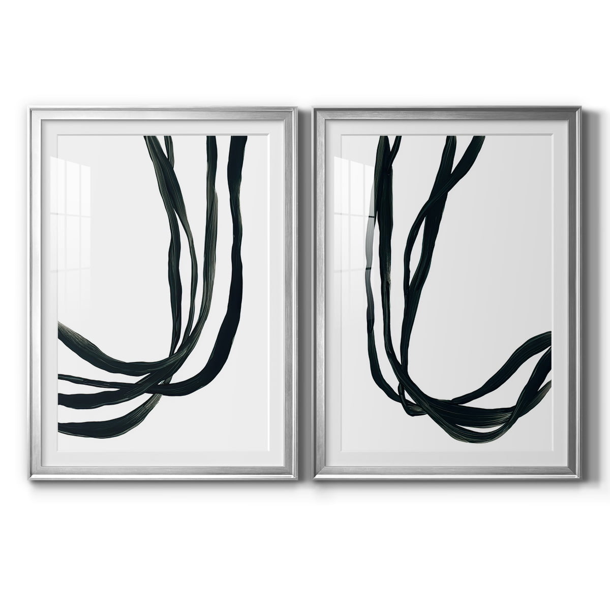 Wexford Home Onyx Ribbon I Premium Framed Print, 22.5" x 30.5" - Ready to Hang, Silver (Set of 2)