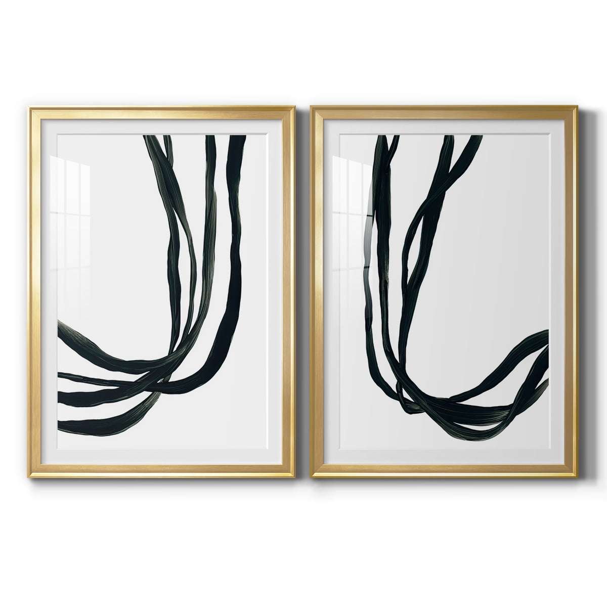 Wexford Home Onyx Ribbon I Premium Framed Print, 26.5" x 36.5" - Ready to Hang, Gold (Set of 2)