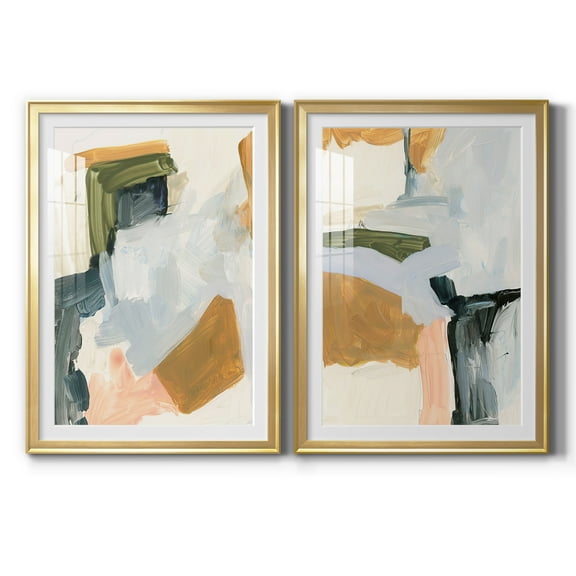 Wexford Home Palette Meld I Premium Framed Print, 22.5" x 30.5" - Ready to Hang, Gold (Set of 2)