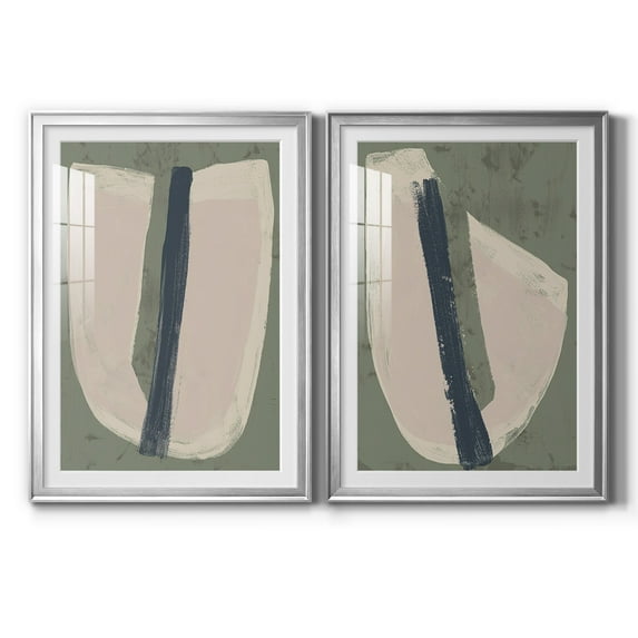 Wexford Home Paper Slice III Premium Framed Print, 26.5" x 36.5" - Ready to Hang, Silver (Set of 2)