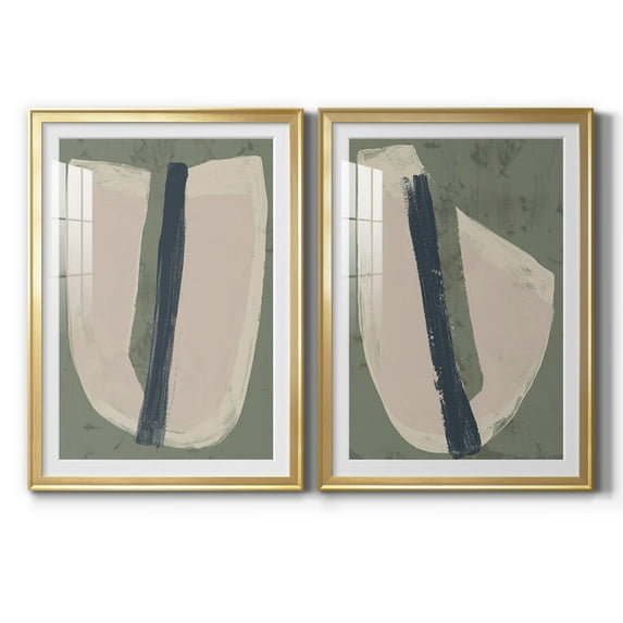 Wexford Home Paper Slice III Premium Framed Print, 30.5" x 42.5" - Ready to Hang, Gold (Set of 2)