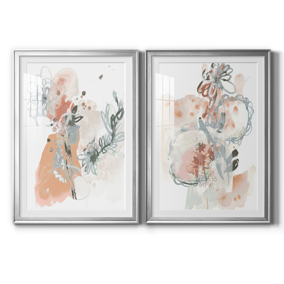 Wexford Home Petal Drift I Premium Framed Print, 22.5" x 30.5" - Ready to Hang, Silver (Set of 2)
