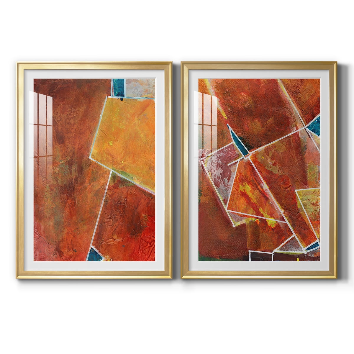 Wexford Home Primary Connection I Premium Framed Print, 18.5" x 24.5" - Ready to Hang, Gold (Set of 2)