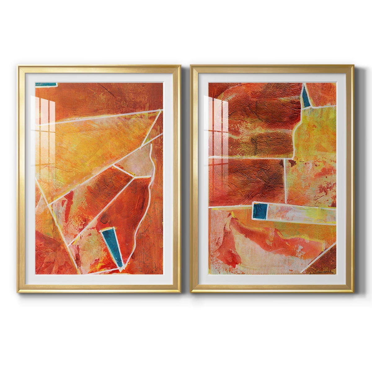Wexford Home Primary Connection III Premium Framed Print, 26.5" x 36.5" - Ready to Hang, Gold (Set of 2)