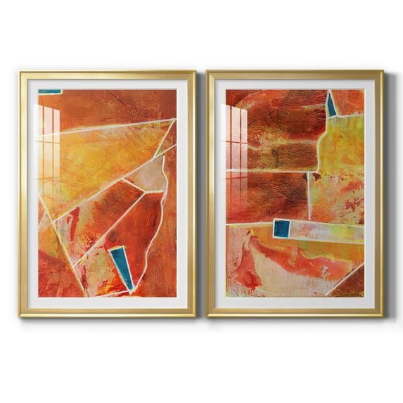 Wexford Home Primary Connection III Premium Framed Print, 26.5" x 36.5" - Ready to Hang, Gold (Set of 2)