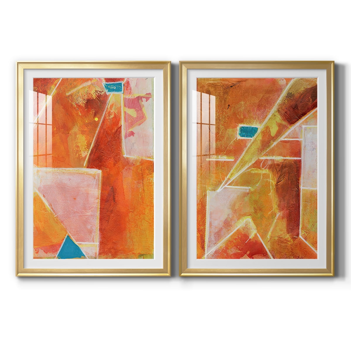 Wexford Home Primary Connection V Premium Framed Print, 26.5" x 36.5" - Ready to Hang, Gold (Set of 2)