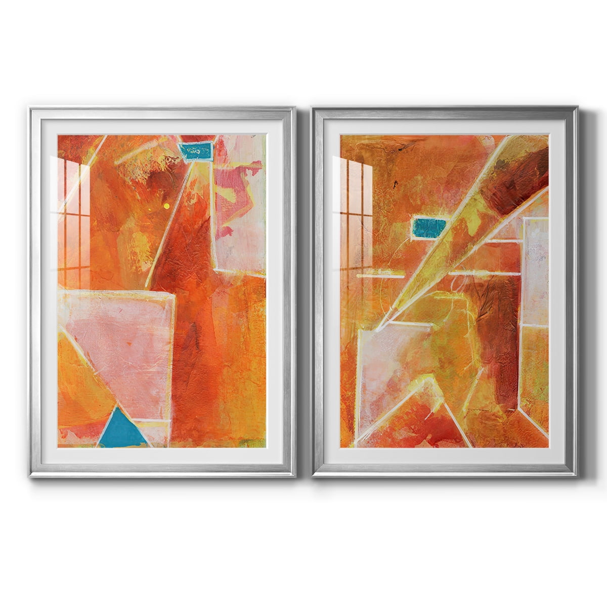 Wexford Home Primary Connection V Premium Framed Print, 26.5" x 36.5" - Ready to Hang, Silver (Set of 2)