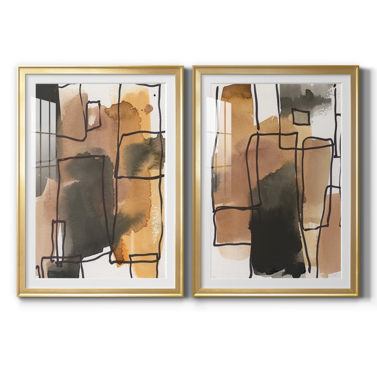 Wexford Home Retro Vibe I Premium Framed Print, 22.5" x 30.5" - Ready to Hang, Gold (Set of 2)