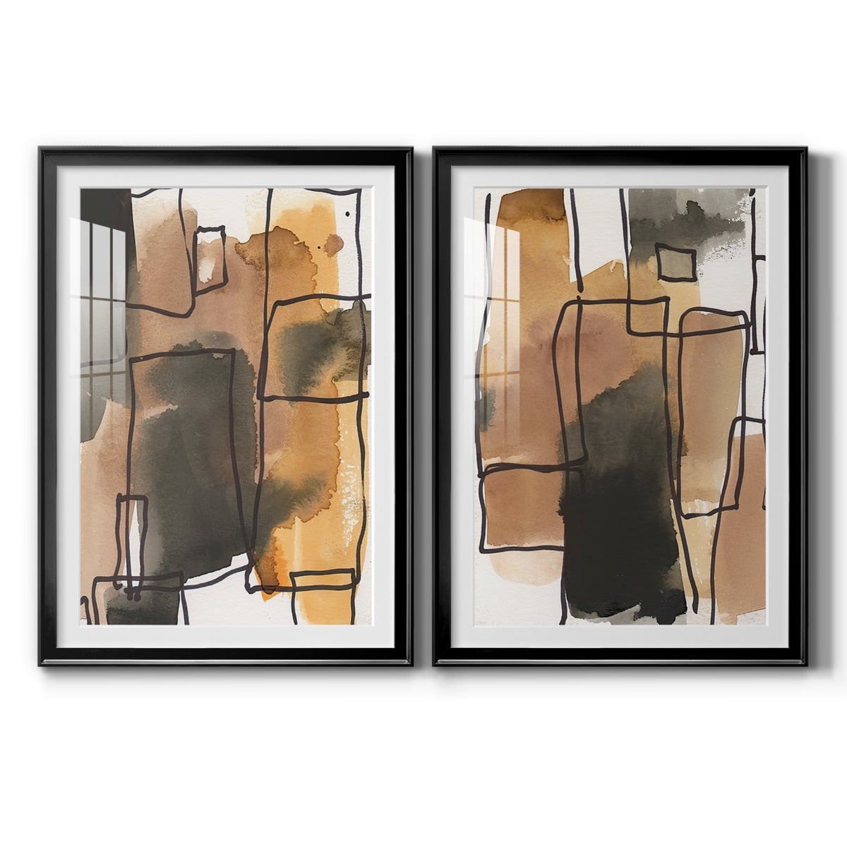 Wexford Home Retro Vibe I Premium Framed Print, 26.5" x 36.5" - Ready to Hang, Black (Set of 2)