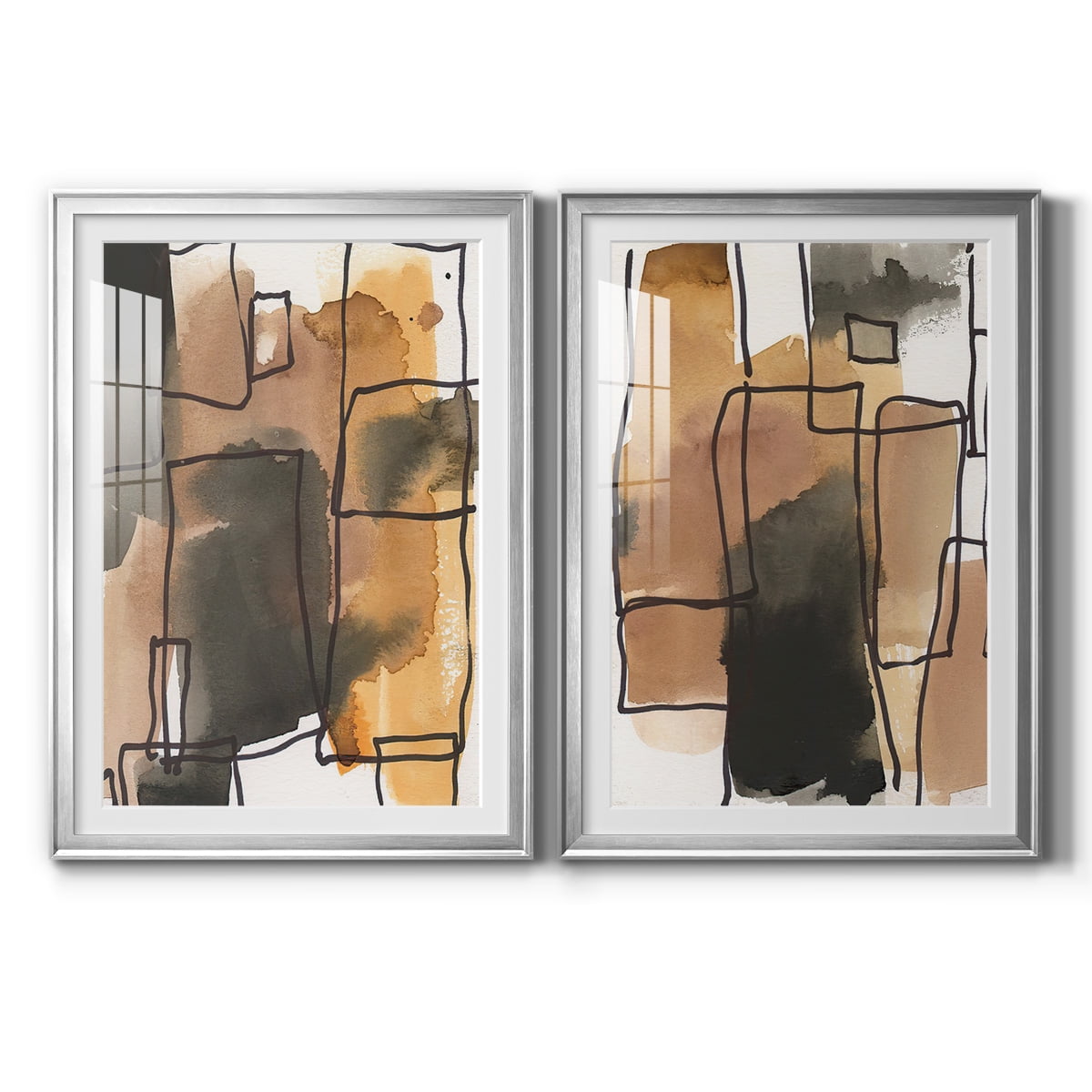 Wexford Home Retro Vibe I Premium Framed Print, 26.5" x 36.5" - Ready to Hang, Silver (Set of 2)