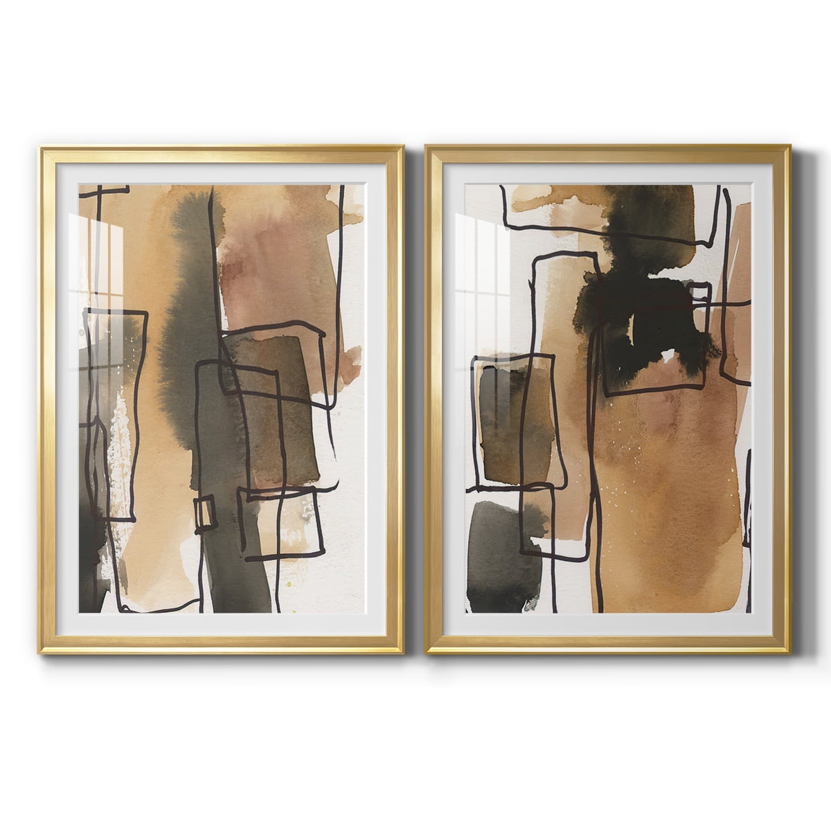 Wexford Home Retro Vibe III Premium Framed Print, 22.5" x 30.5" - Ready to Hang, Gold (Set of 2)