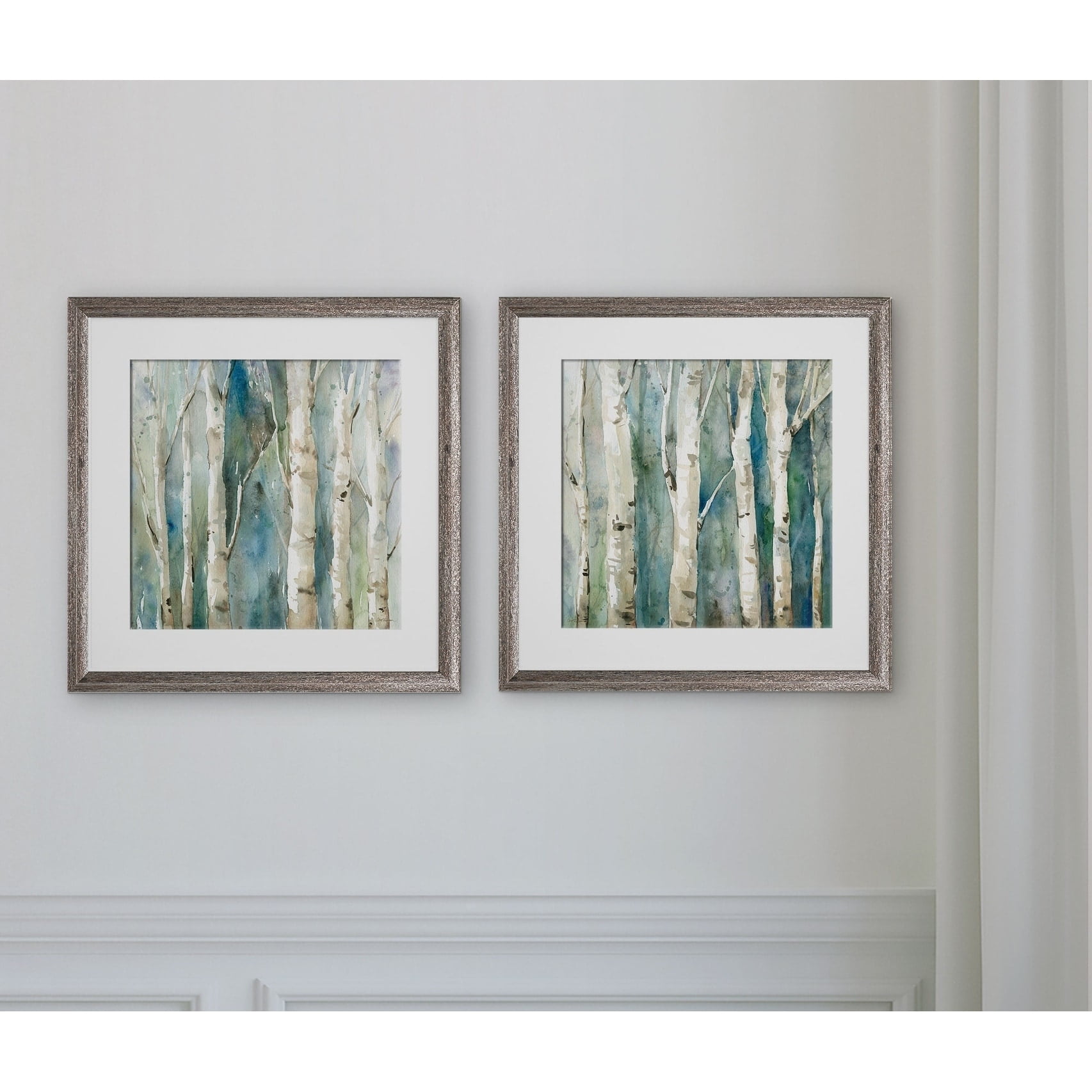 River Birch 2-Piece Framed Art Print Set in Silver Frame