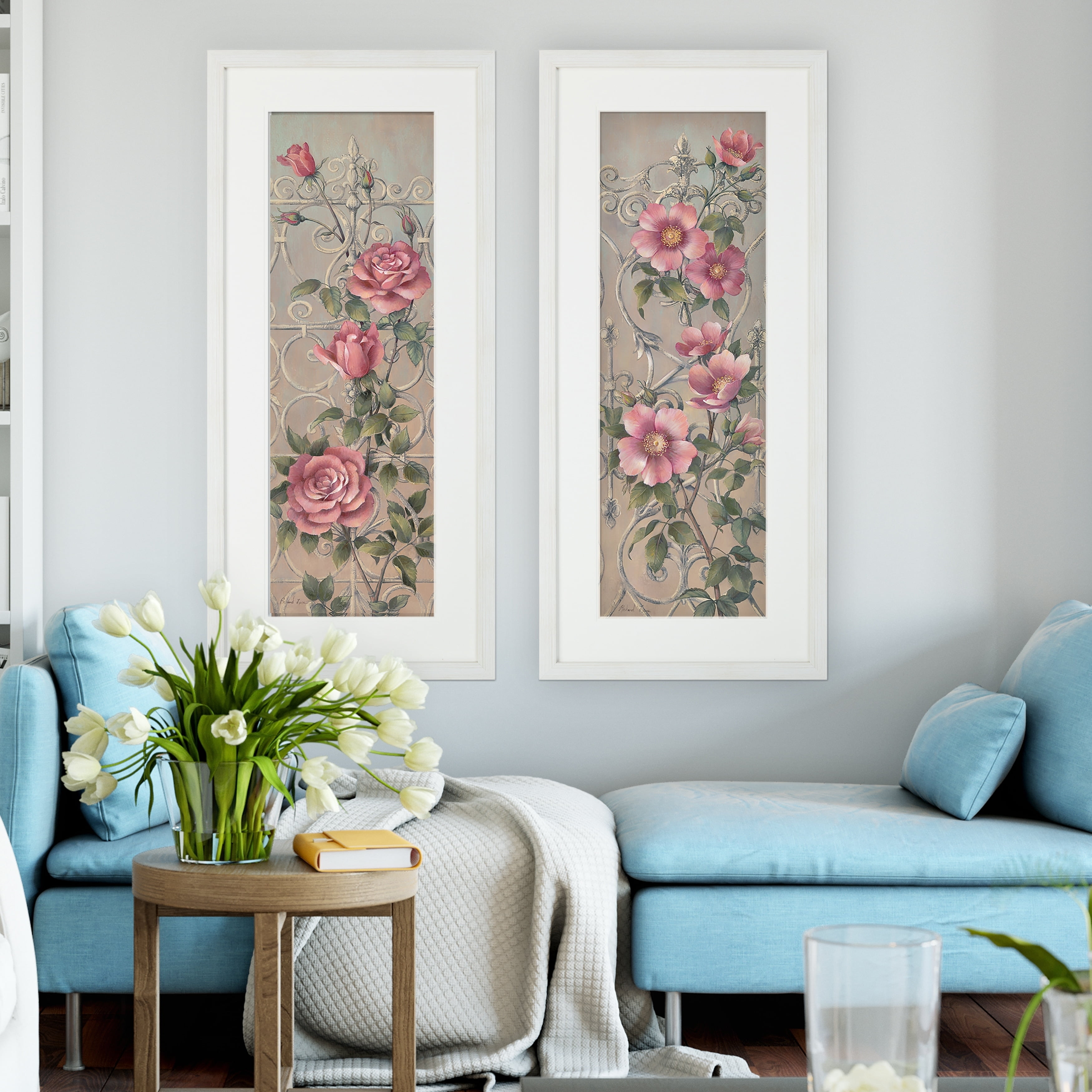 Romantic Garden White Framed Floral Art Set