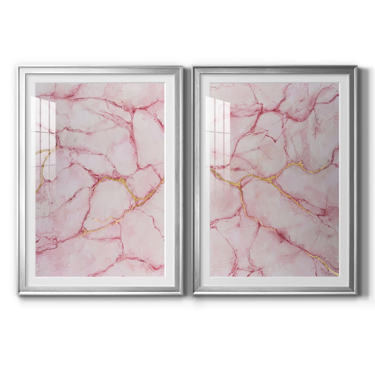Wexford Home Rose Marble I Premium Framed Print, 26.5" x 36.5" - Ready to Hang, Silver (Set of 2)