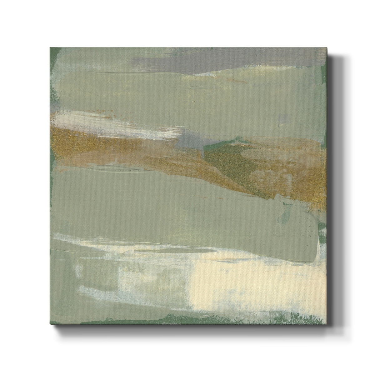 Wexford Home Sage & Gold Swipe V-Premium Gallery Wrapped Canvas, 32" x 32" - Ready to Hang